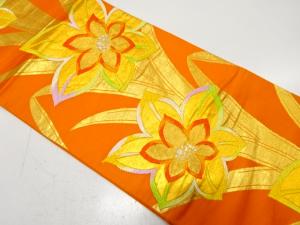 アンティーク 花模様織り出し袋帯(着用可)